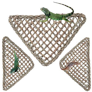 kathson Reptile Lizard Bearded Dragon Hammock Reptile Lounger Hermit Crab Climbing Toys Tank Accessories for Habitats 100% Natural Grass Fibers Hammock Bed for Geckos 2 PCS