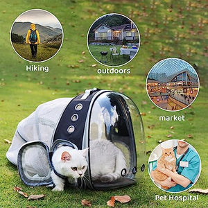 PROKEI Cat Backpack Carrier,Expandable Pet Bubble Backpack Airline Approved, Pet Travel Carrying Bag for Small Medium Cats and Puppy with Hiking Walking Outdoor Use