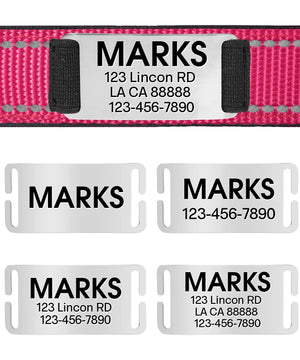 Joytale Personalized Dog Collars, Reflective Nylon Dog Collar with Engraved Name Plate, Customized for Large Dogs, Hotpink, L